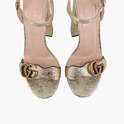 Gucci Marmont GG Platform Sandals Gold Size 36.5