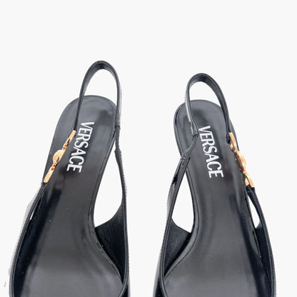 Versace Medusa '95 Slingback Pumps in Black Patent Leather Size 38