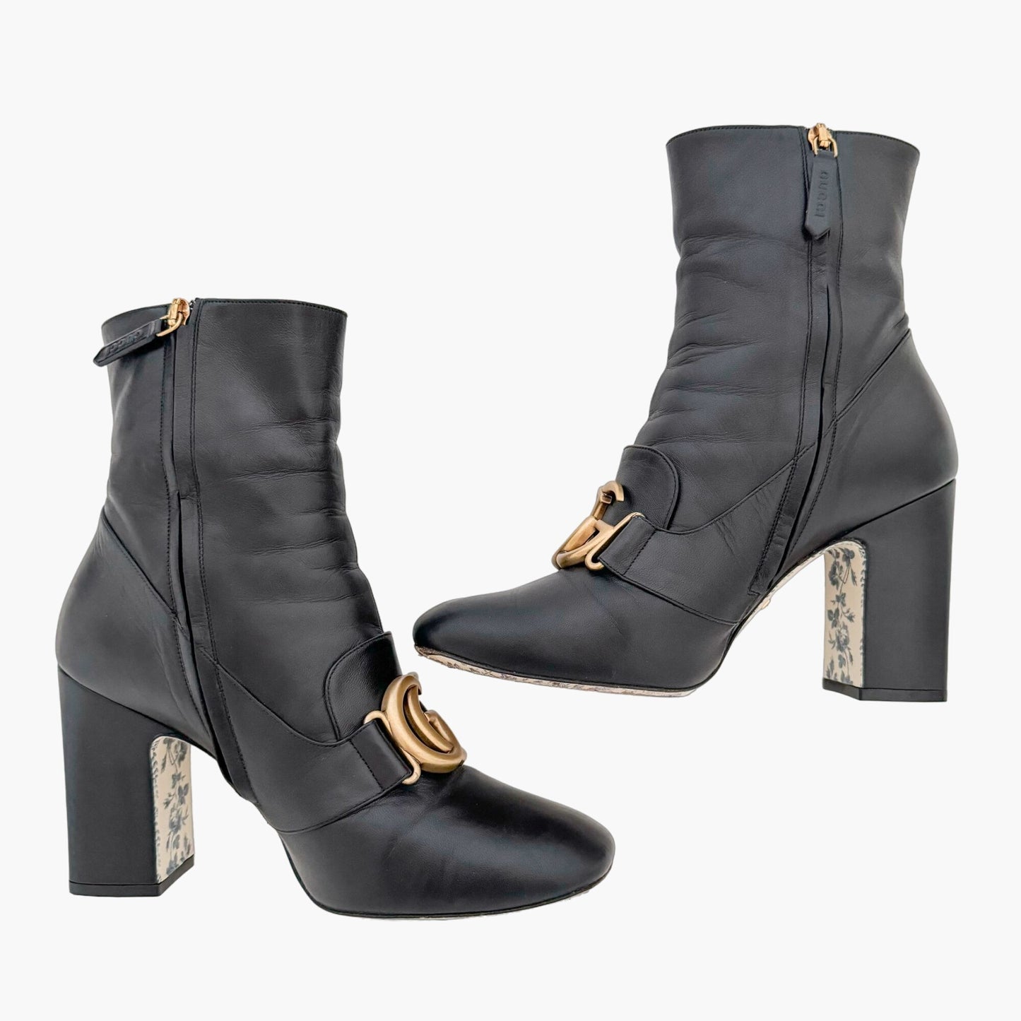 Gucci Victoire Ankle Boots in Black Leather Size 39