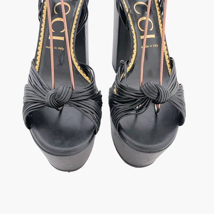 Gucci Crawford Platform Sandals in Black Leather Size 40