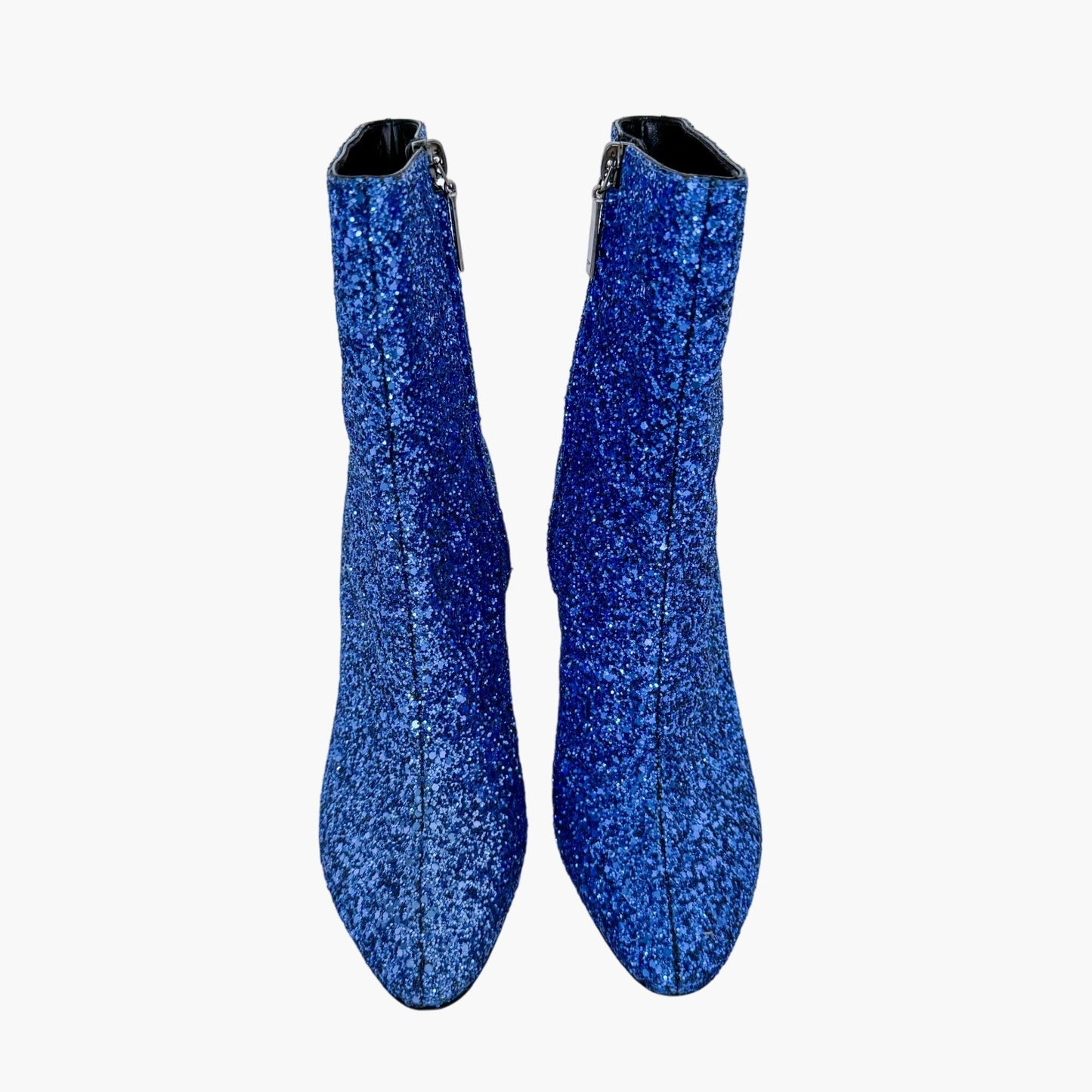 Saint Laurent Lou 95 Ankle Boots in Blue Glitter Size 37.5