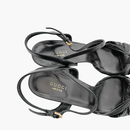 Gucci Allie Knotted Platform Sandals in Black Leather Size 40