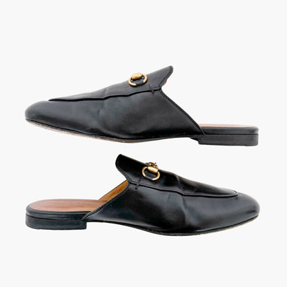 Gucci Princetown Horsebit Mule in Black Leather Size 37