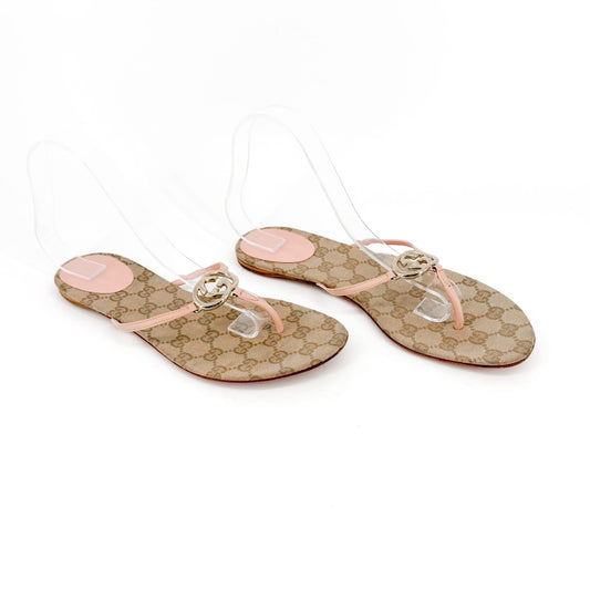Gucci Interlocking G Thong Sandals Pink Size 9