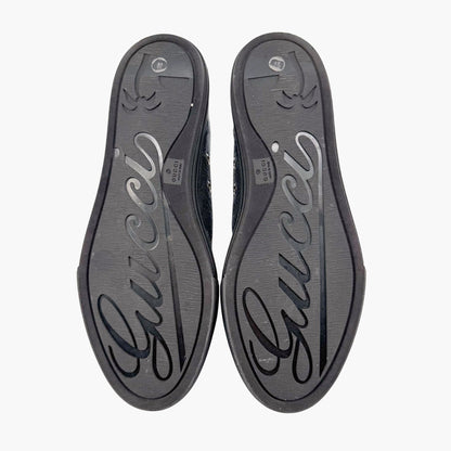 Gucci Low Top Monogram Sneakers in Black GG Canvas & Leather Size 39