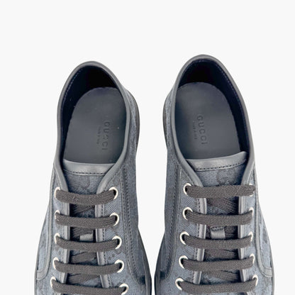 Gucci Low Top Monogram Sneakers in Black GG Canvas & Leather Size 39