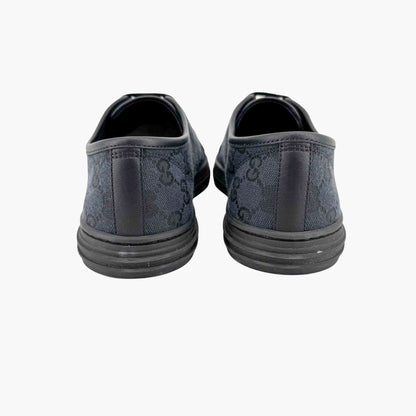 Gucci Low Top Monogram Sneakers in Black GG Canvas & Leather Size 39
