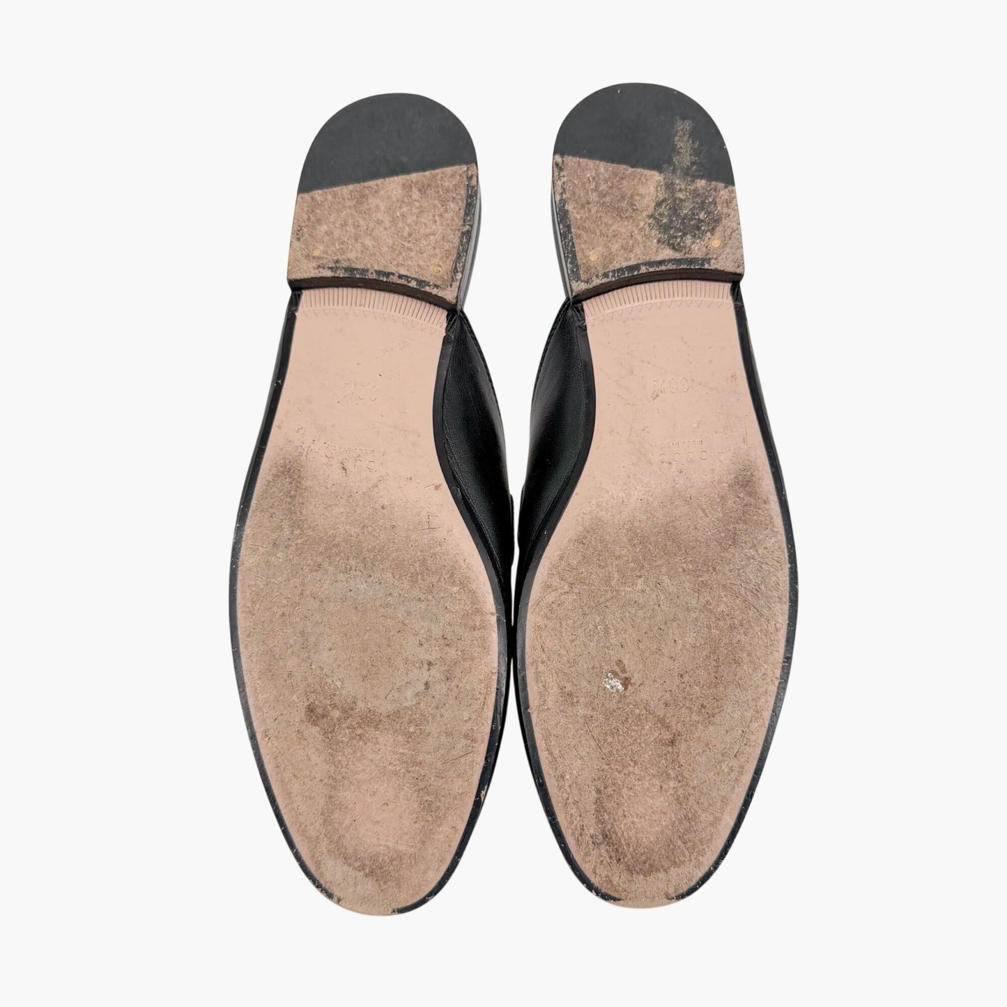 Gucci Princetown Horsebit Web Stripe Mules Black Size 36.5