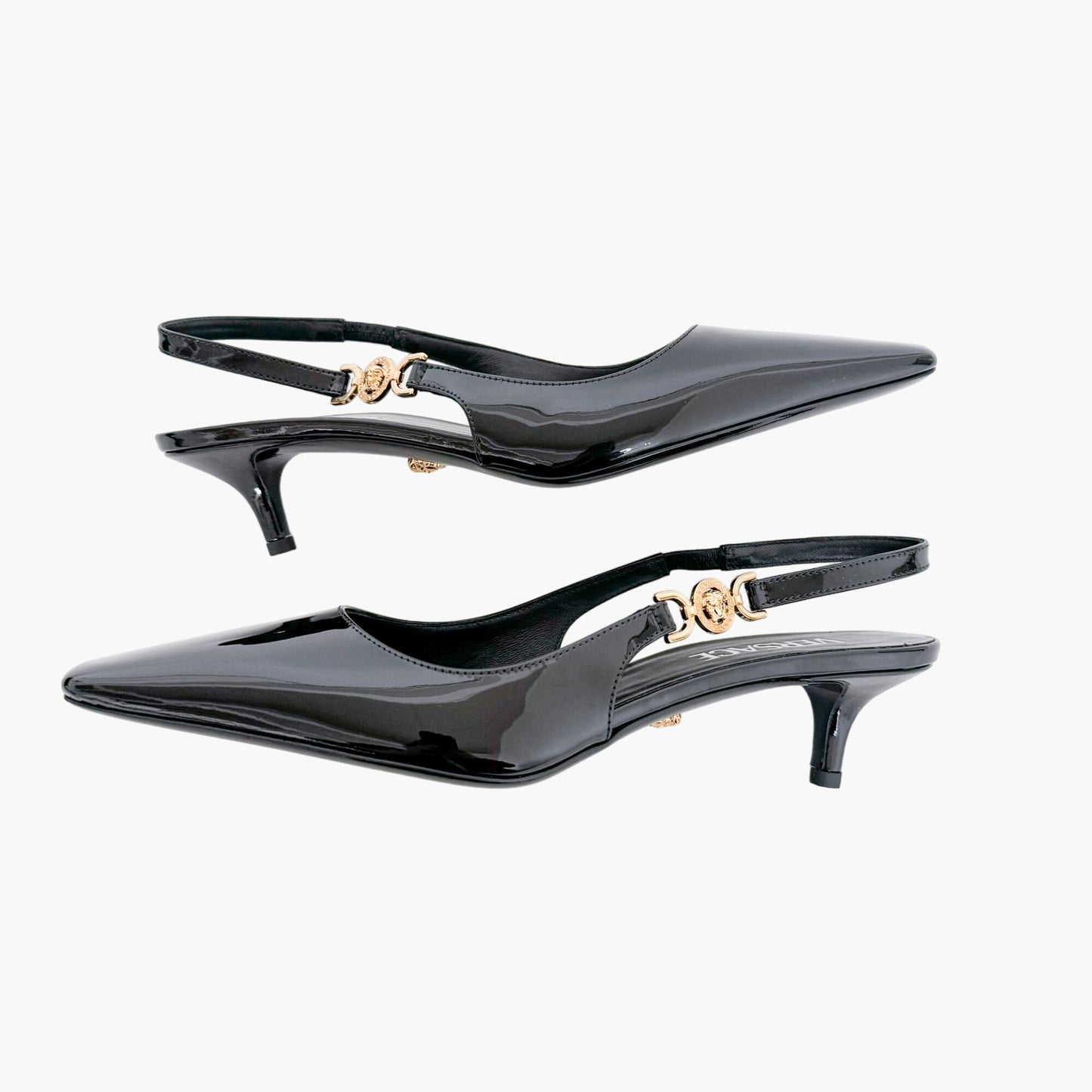 Versace Medusa '95 Slingback Pumps in Black Patent Leather Size 38