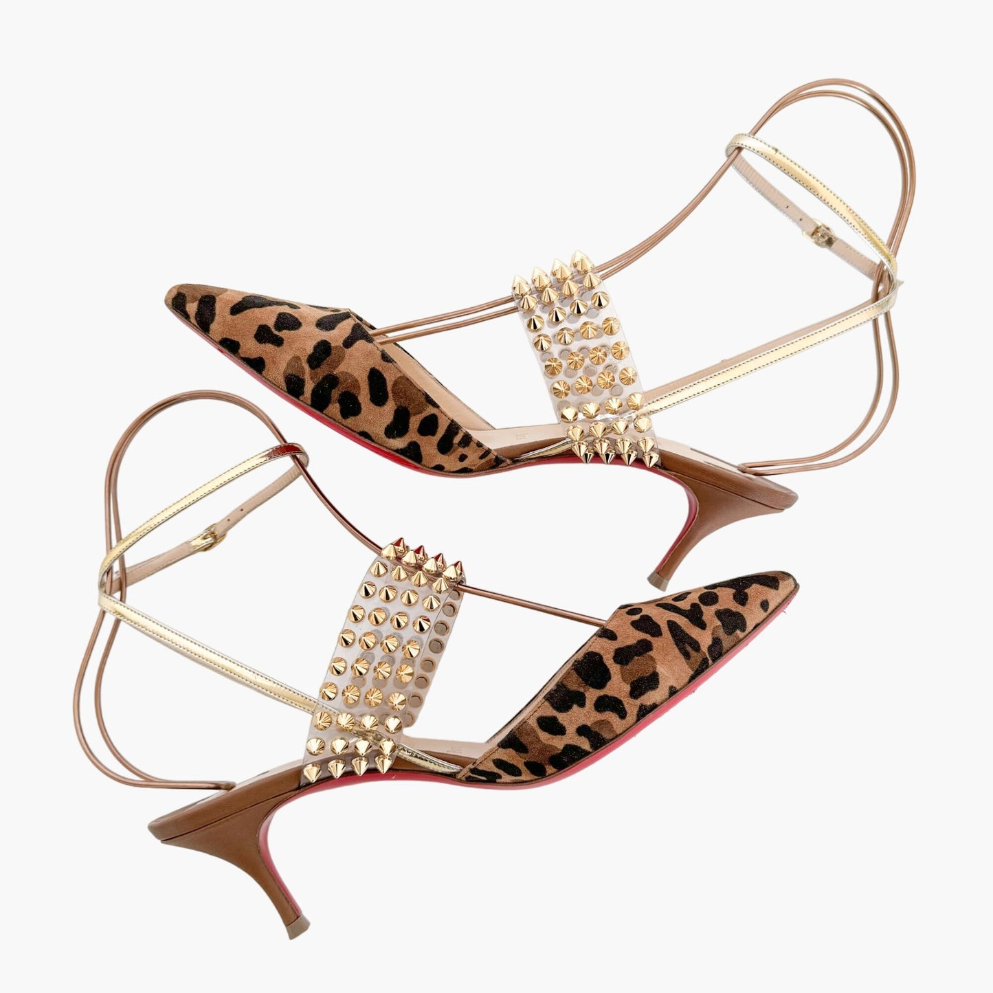 Christian Louboutin Levita 55 Pumps in Caramel Leopard Suede & PVC Size 37