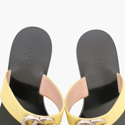 Gucci GG Marmont Thong Sandals in Pastel Yellow Leather Size 38.5