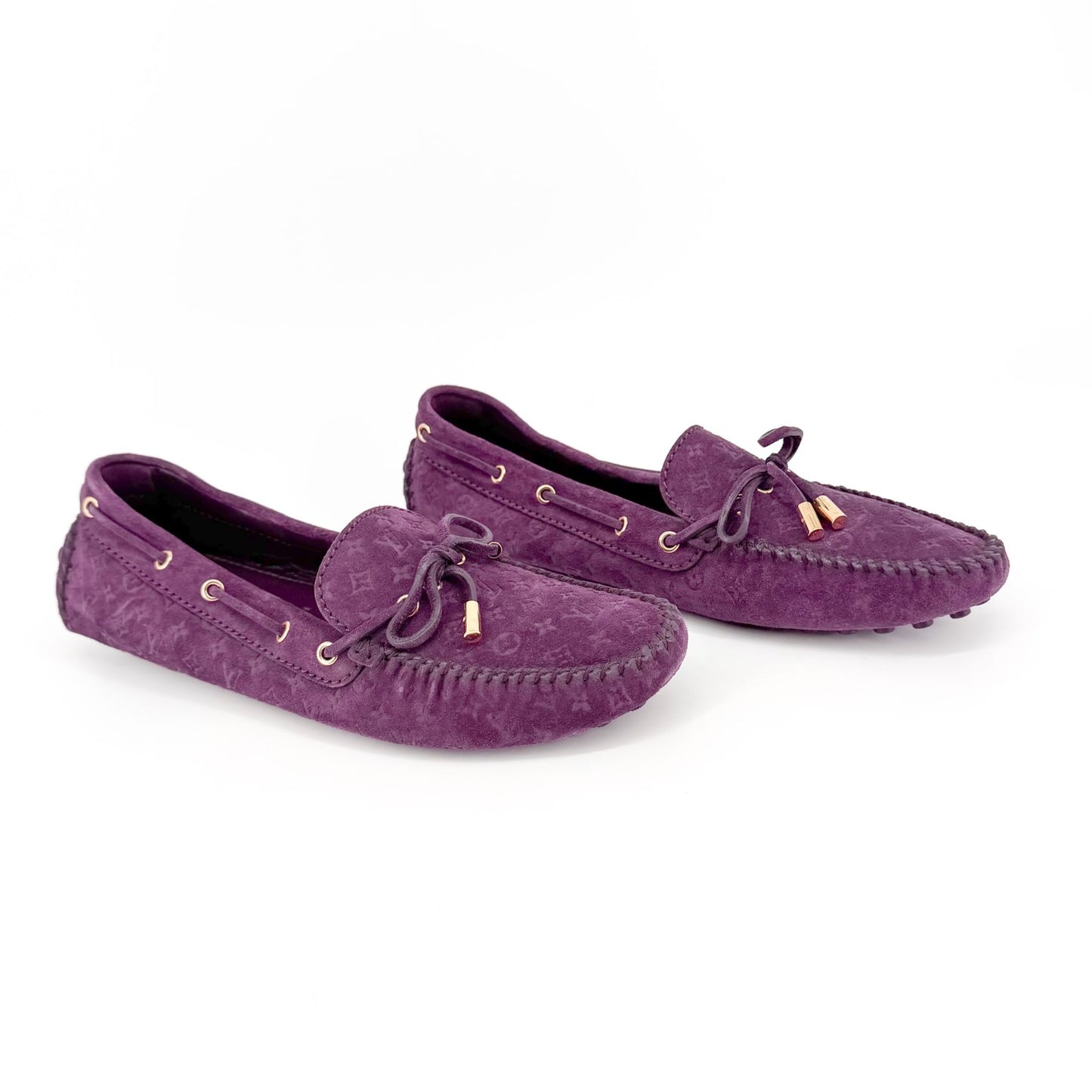 Louis Vuitton Gloria Moccasin Loafers Purple Suede Size 40
