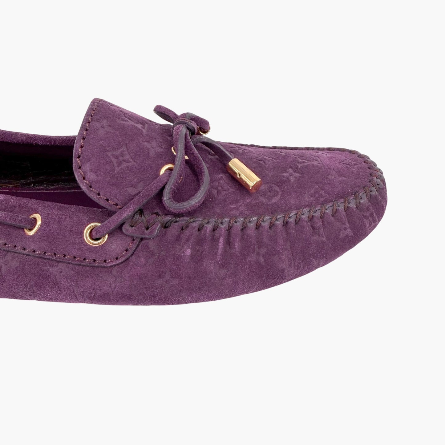 Louis Vuitton Gloria Moccasin Loafers Purple Suede Size 40