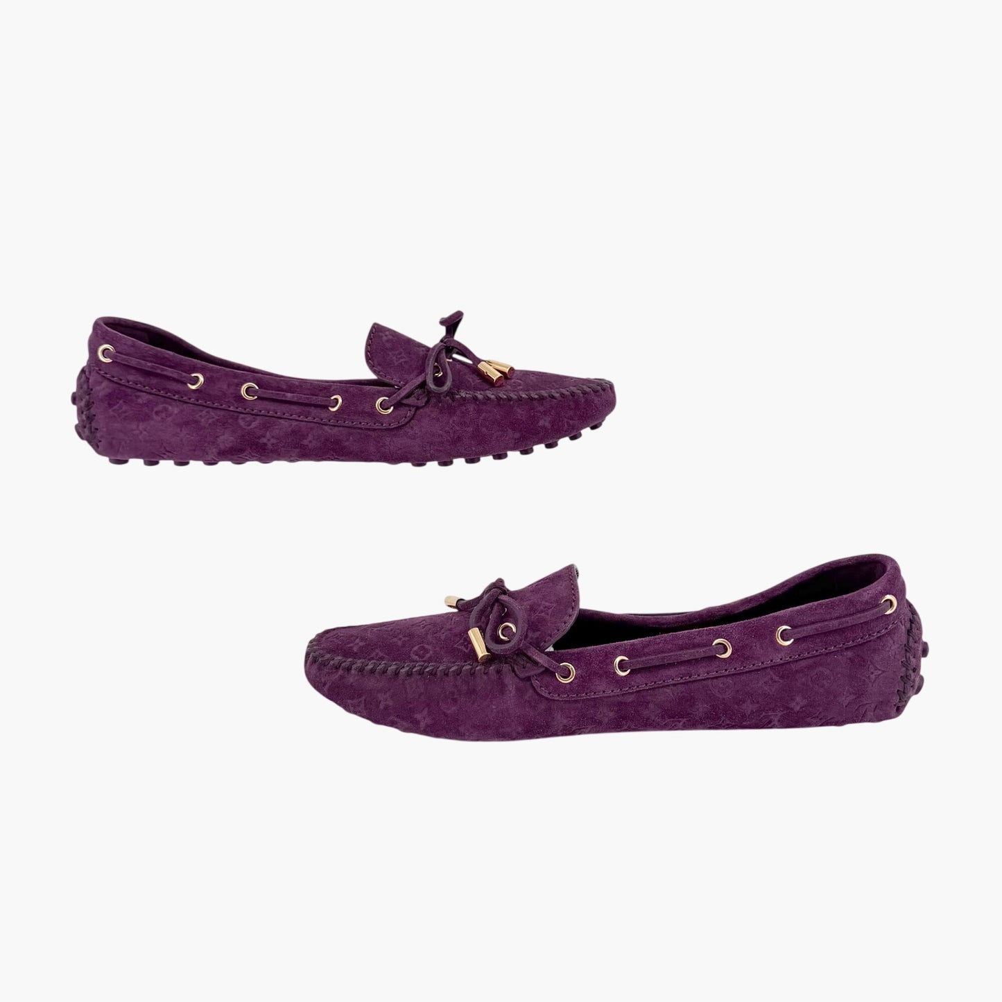 Louis Vuitton Gloria Moccasin Loafers Purple Suede Size 40