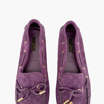Louis Vuitton Gloria Moccasin Loafers Purple Suede Size 40