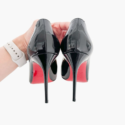 Christian Louboutin Kate 100 Pumps in Black Patent Leather Size 37