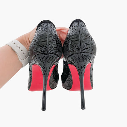 Christian Louboutin Muchapump 120 in Black Patent & Veau Velours Size 37
