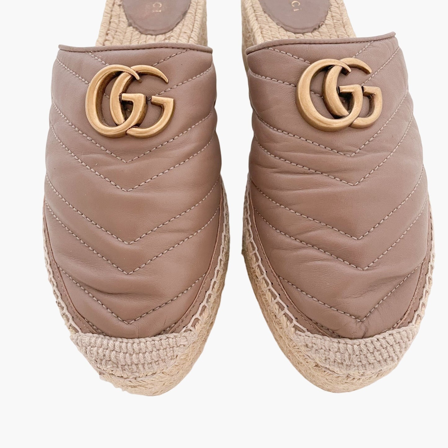 Gucci Pilar GG Platform Mule in Tan Size 40.5