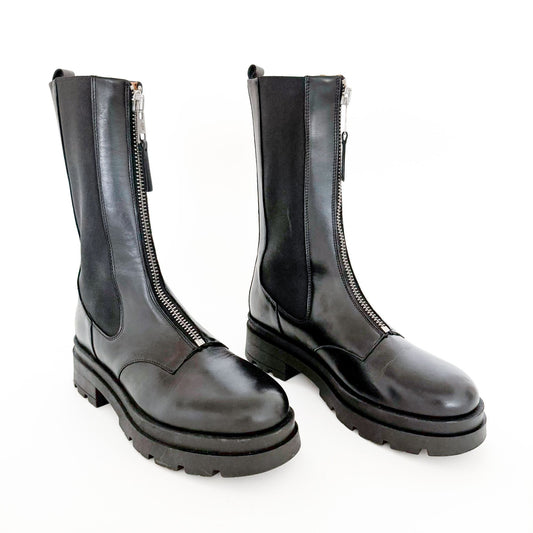 Anine Bing Jasper Boots in Black Leather Size 39