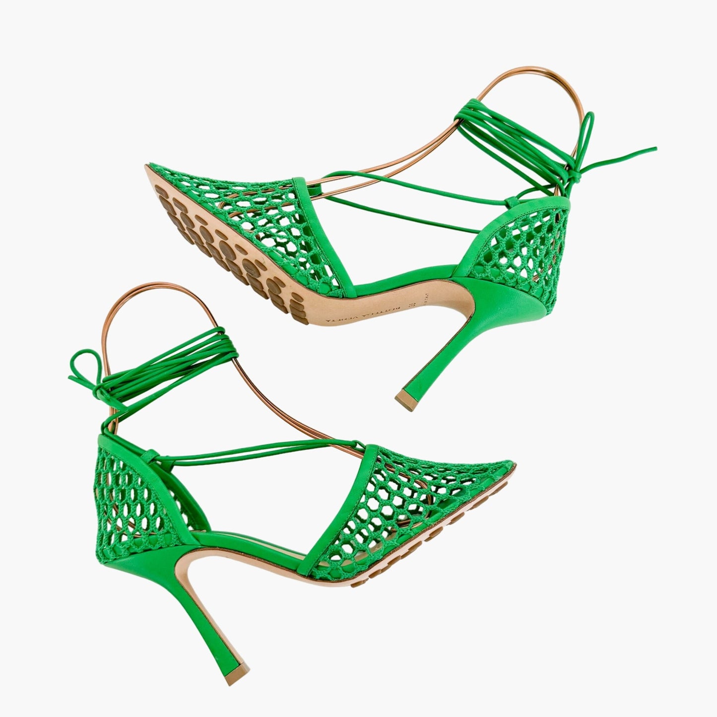 Bottega Veneta Stretch Lace-Up Sandals in Green Size 38