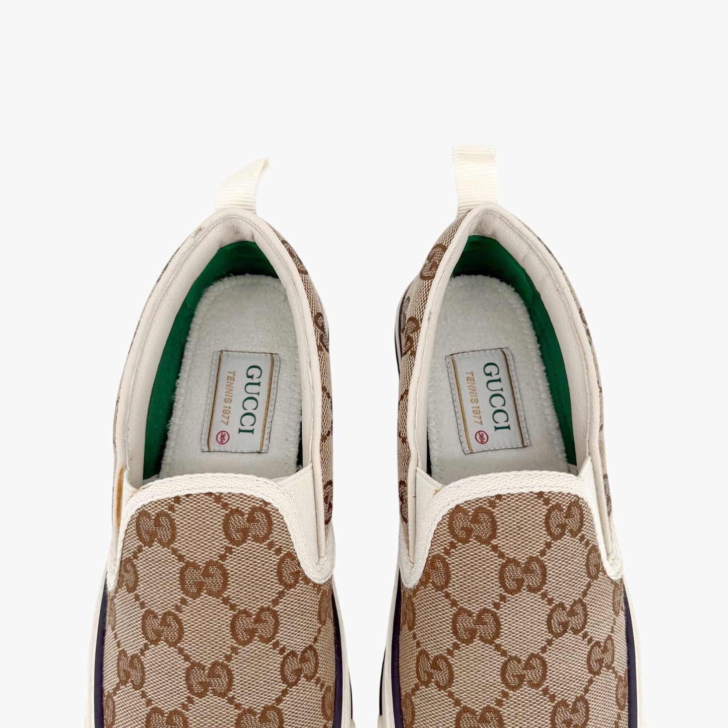Gucci Tennis 1977 Slip On Sneakers Beige Size 36.5