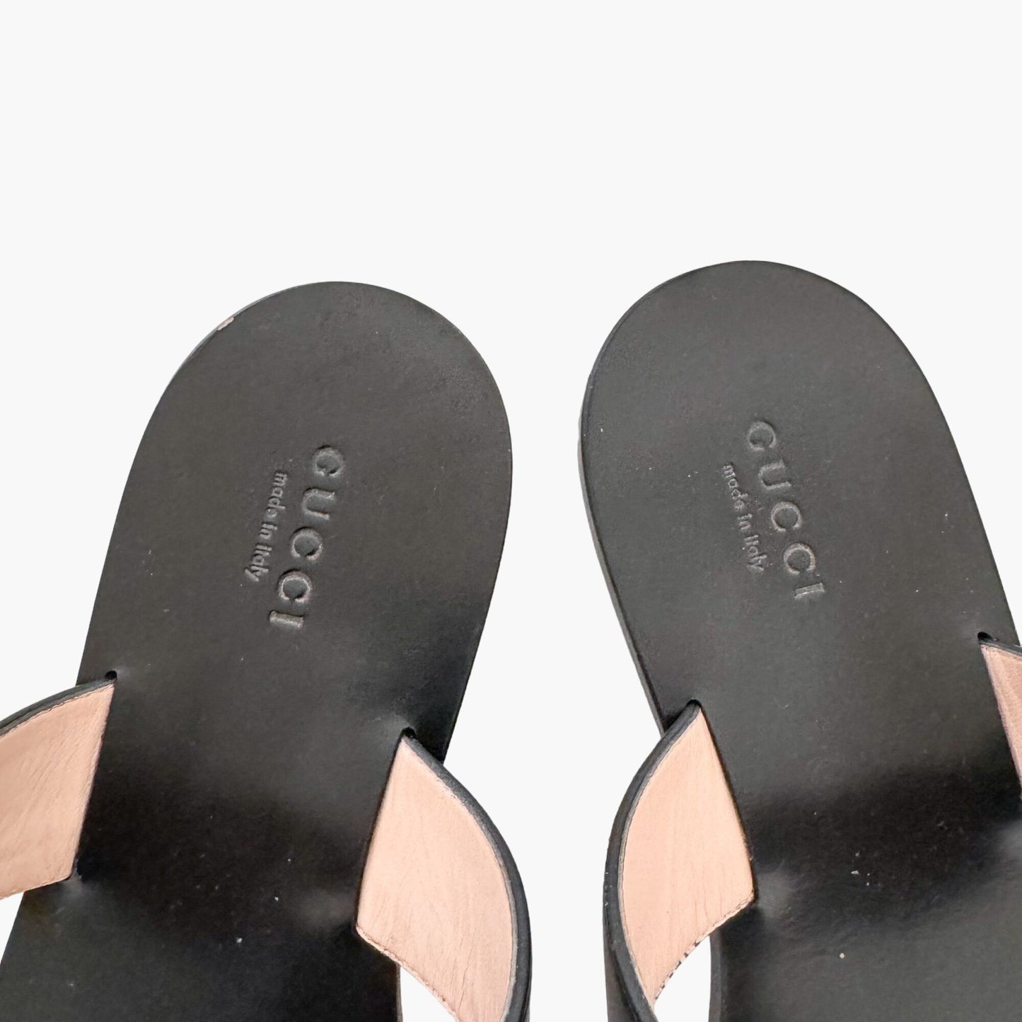 Gucci Marmont GG Thong Sandals in Black Leather Size 37.5