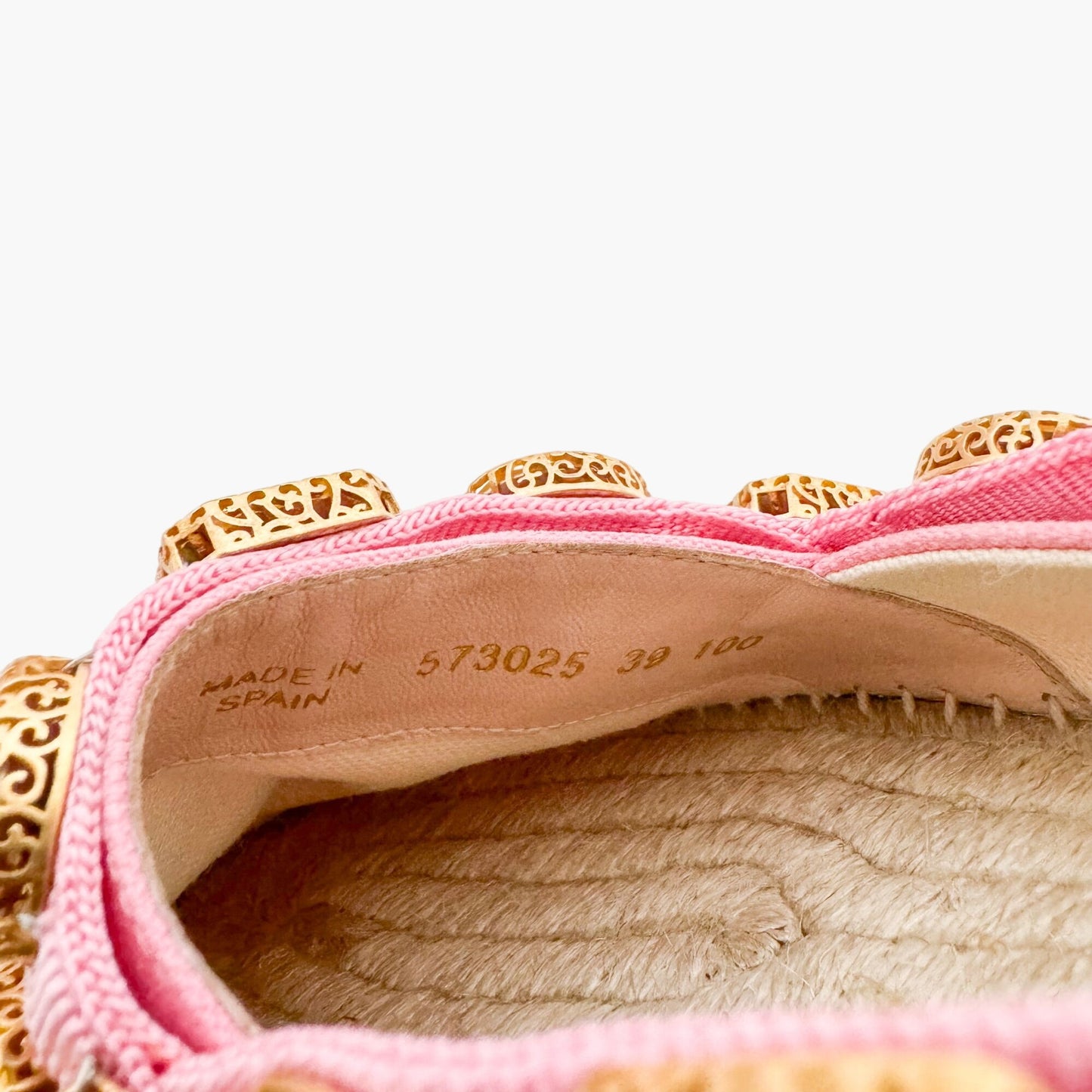 Gucci Pepita Crystal-Embellished Espadrille Flats in Pink Canvas Size 39