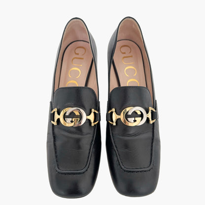 Gucci Zumi GG Loafer Pumps in Black Leather Size 39.5