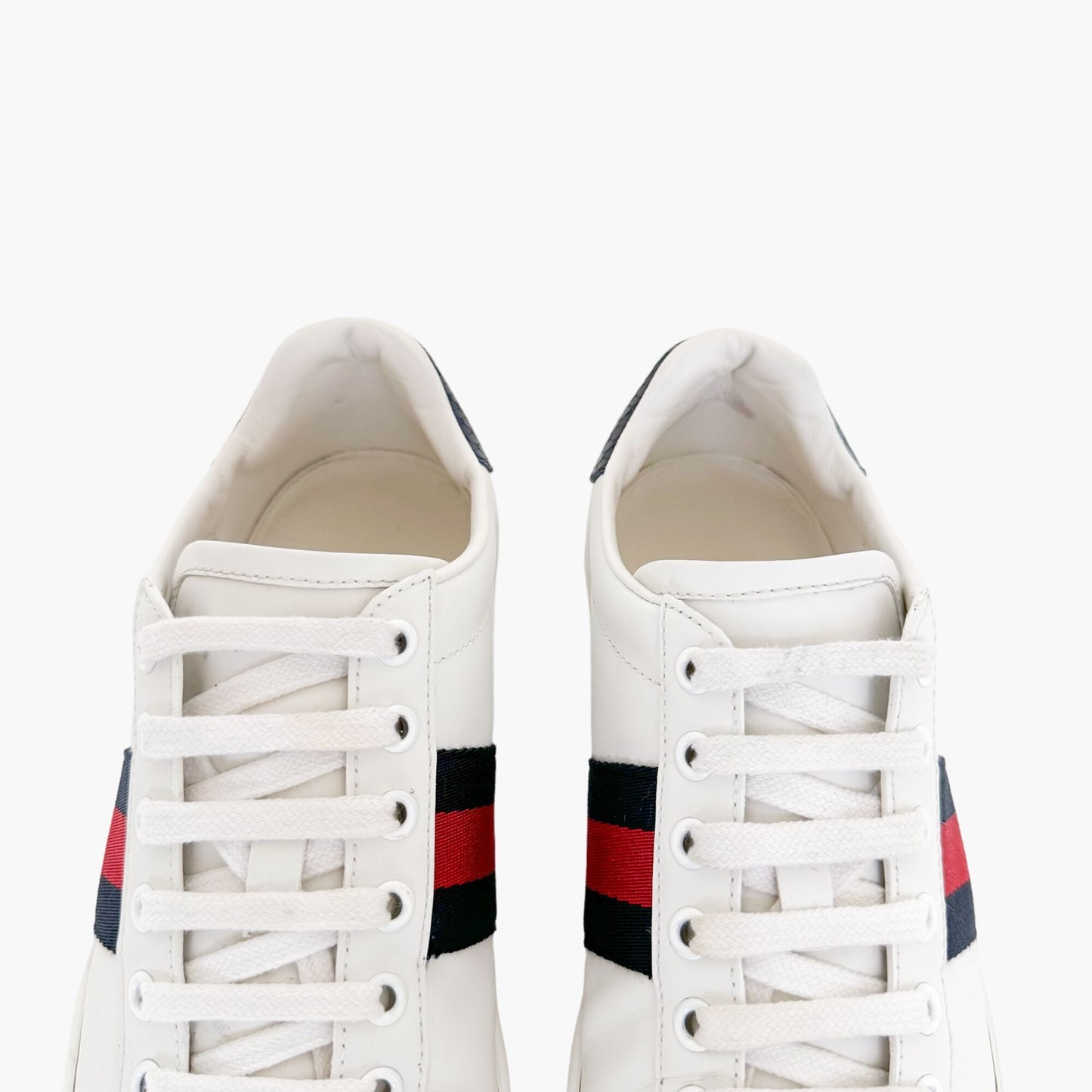 Gucci Ace Web Stripe Sneakers in White Leather Size 37.5