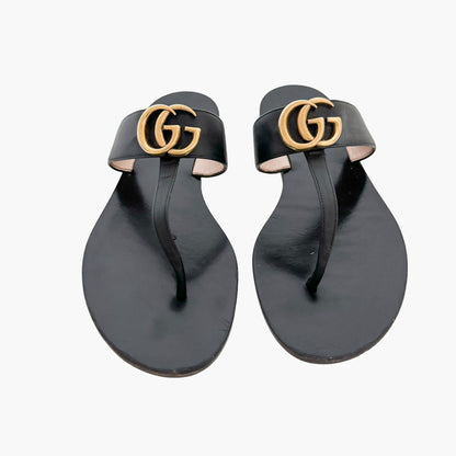 Gucci Marmont GG Thong Sandals in Black Size 39