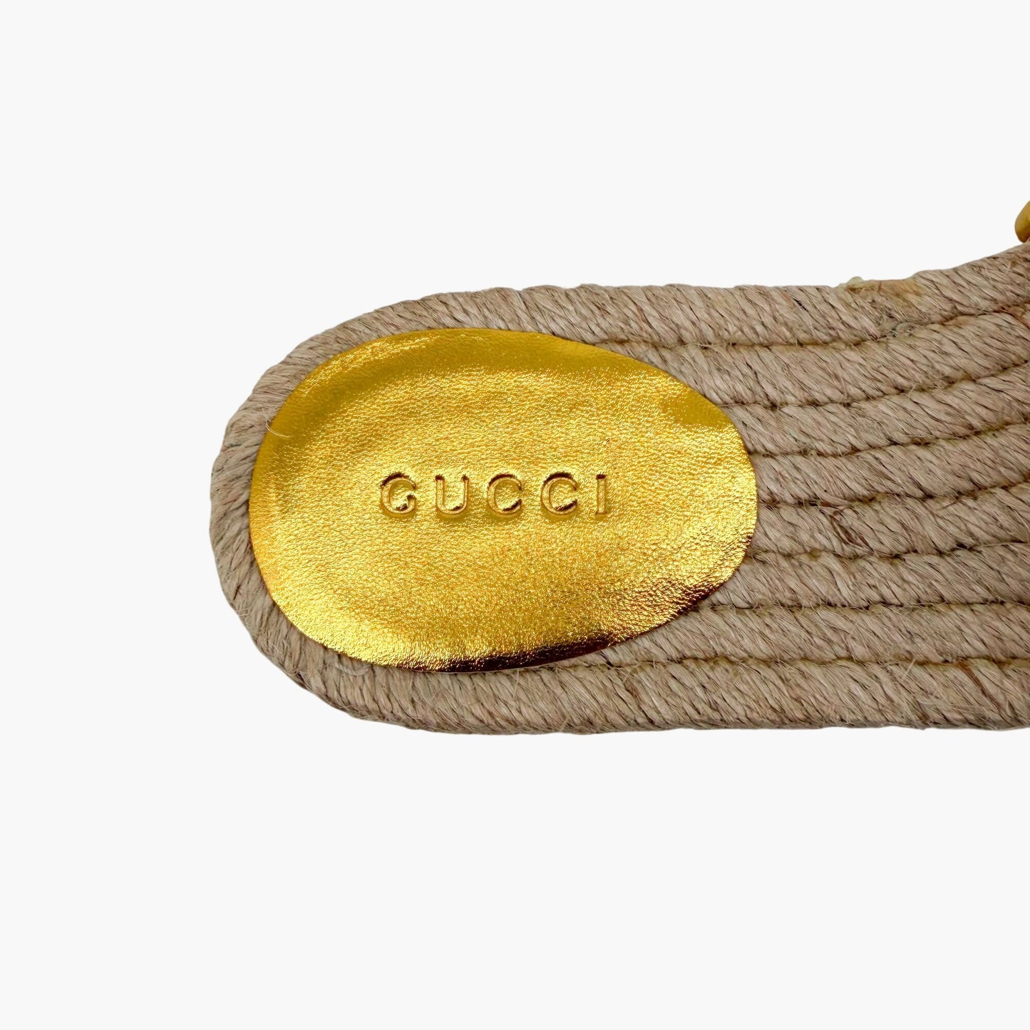 Gucci GG Espadrille Slide Sandals Gold Size 37