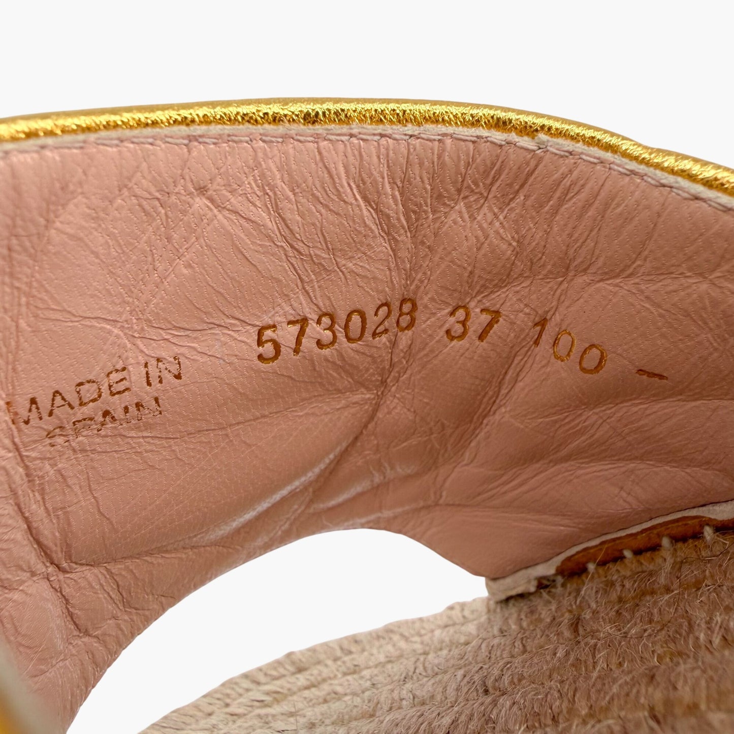 Gucci GG Espadrille Slide Sandals Gold Size 37