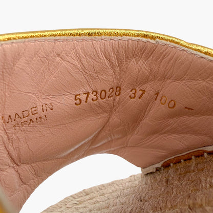 Gucci GG Espadrille Slide Sandals Gold Size 37