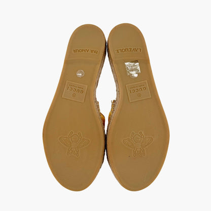 Gucci GG Espadrille Slide Sandals Gold Size 37