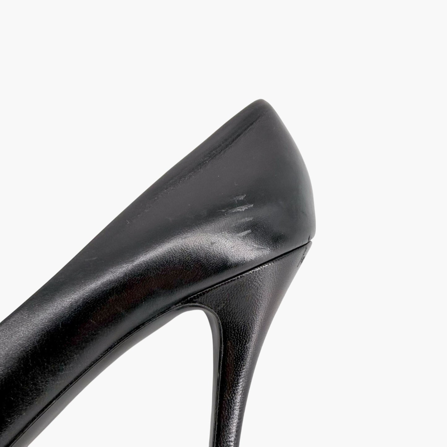 Chanel Peep Toe CC Pearl Heel Pumps Black Size 38