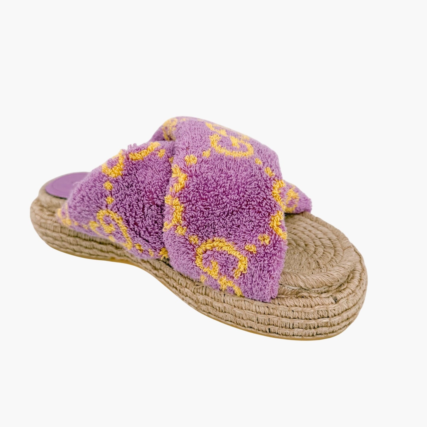 Gucci GG Terry Platform Slide Sandals Lilac Size 38.5