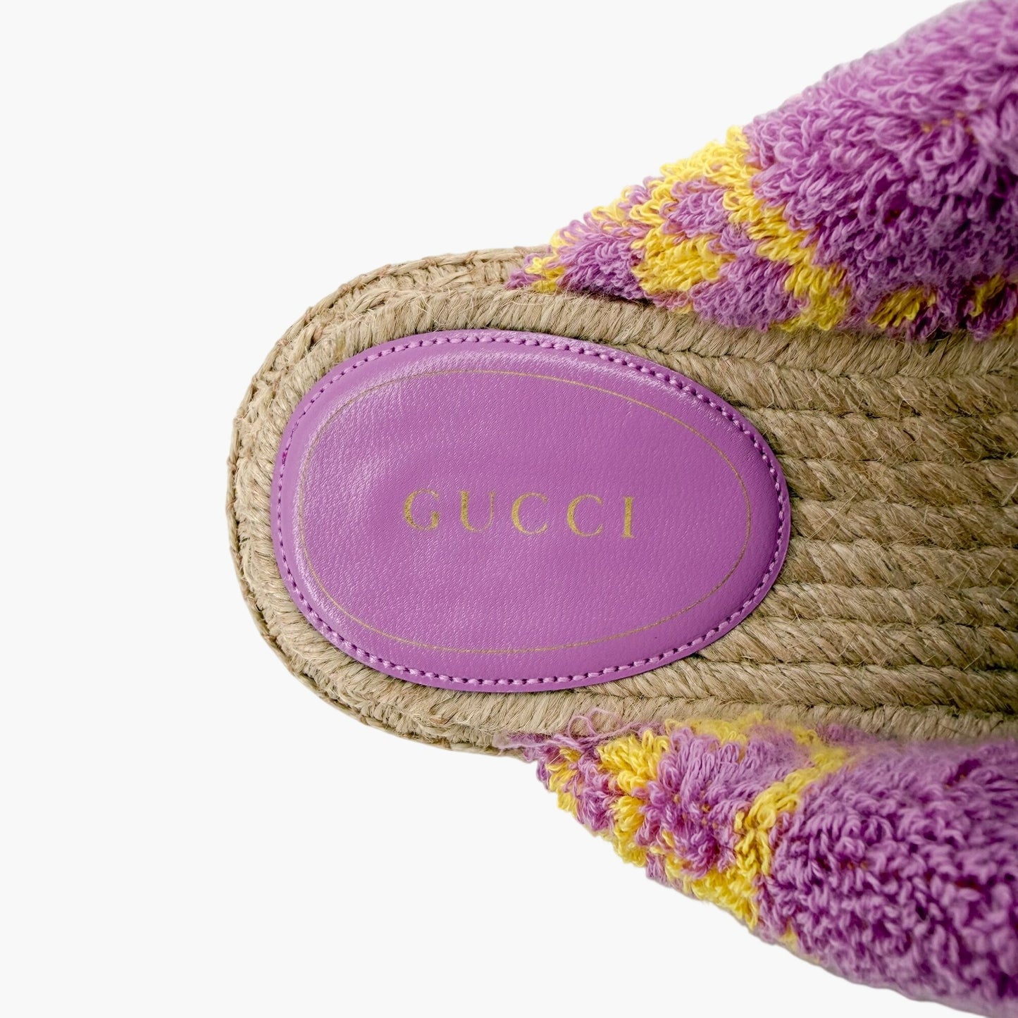 Gucci GG Terry Platform Slide Sandals Lilac Size 38.5