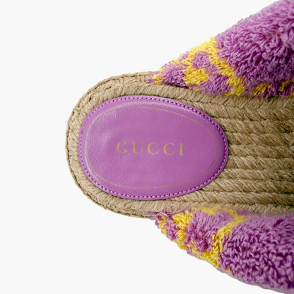 Gucci GG Terry Platform Slide Sandals Lilac Size 38.5