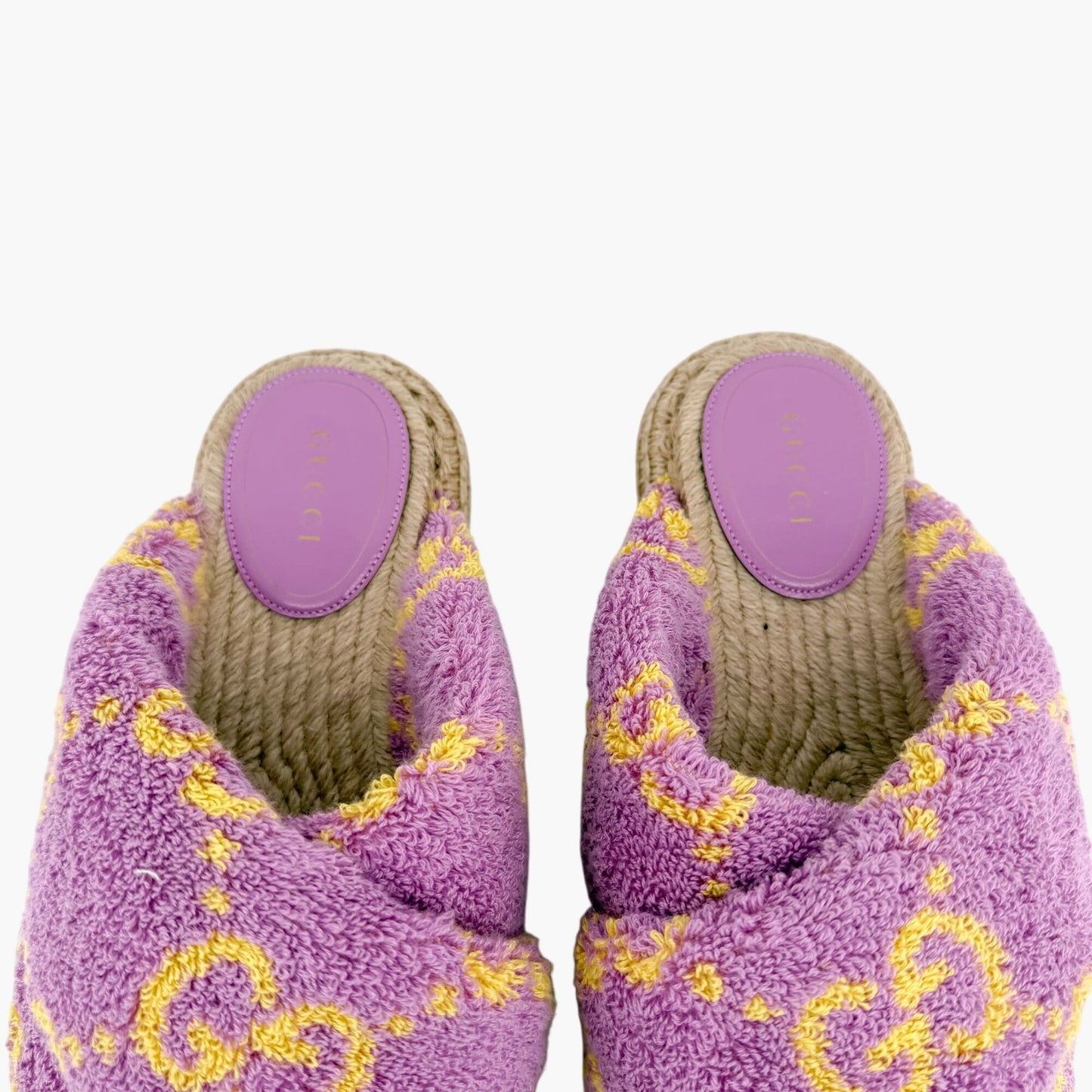 Gucci GG Terry Platform Slide Sandals Lilac Size 38.5