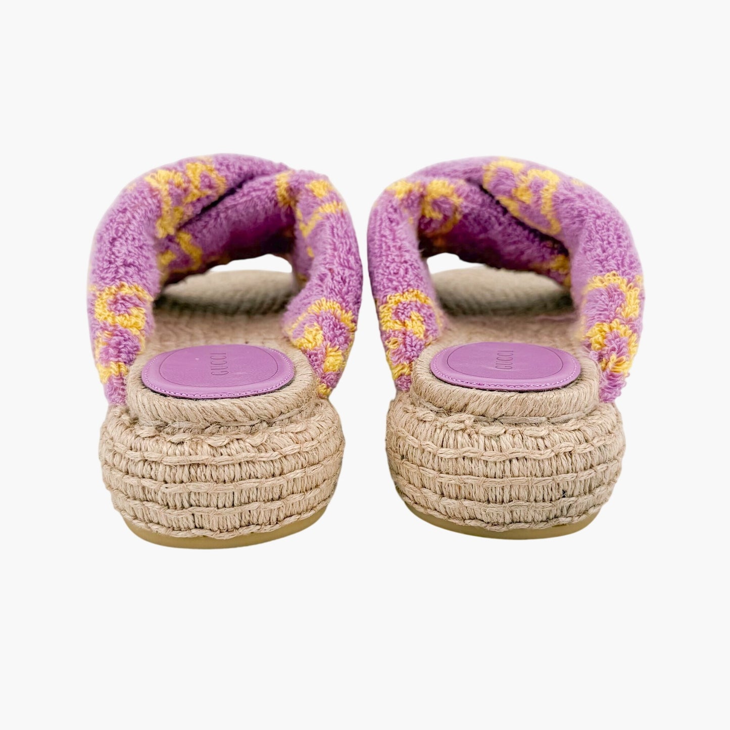 Gucci GG Terry Platform Slide Sandals Lilac Size 38.5