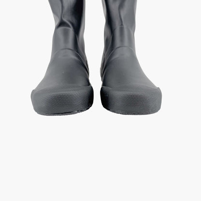 Burberry Freddie Over The Knee Rain Boots in Black Rubber & Vintage Check Size 37