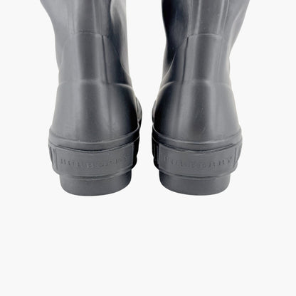 Burberry Freddie Over The Knee Rain Boots in Black Rubber & Vintage Check Size 37
