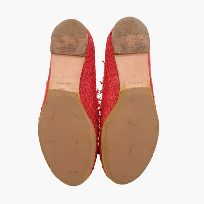 Chanel Chanel CC Bow Ballet Flats in Red Tweed Size 37