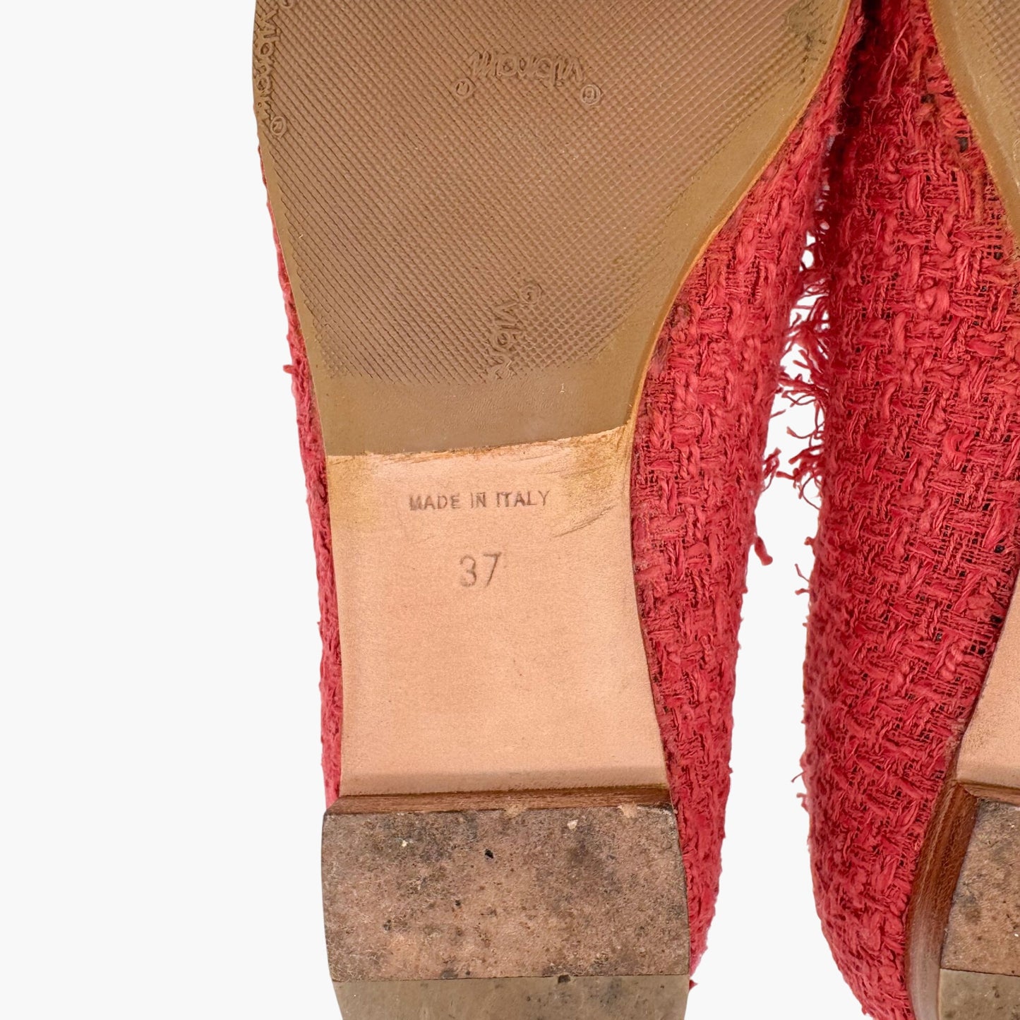 Chanel Chanel CC Bow Ballet Flats in Red Tweed Size 37