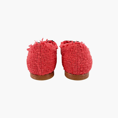 Chanel Chanel CC Bow Ballet Flats in Red Tweed Size 37