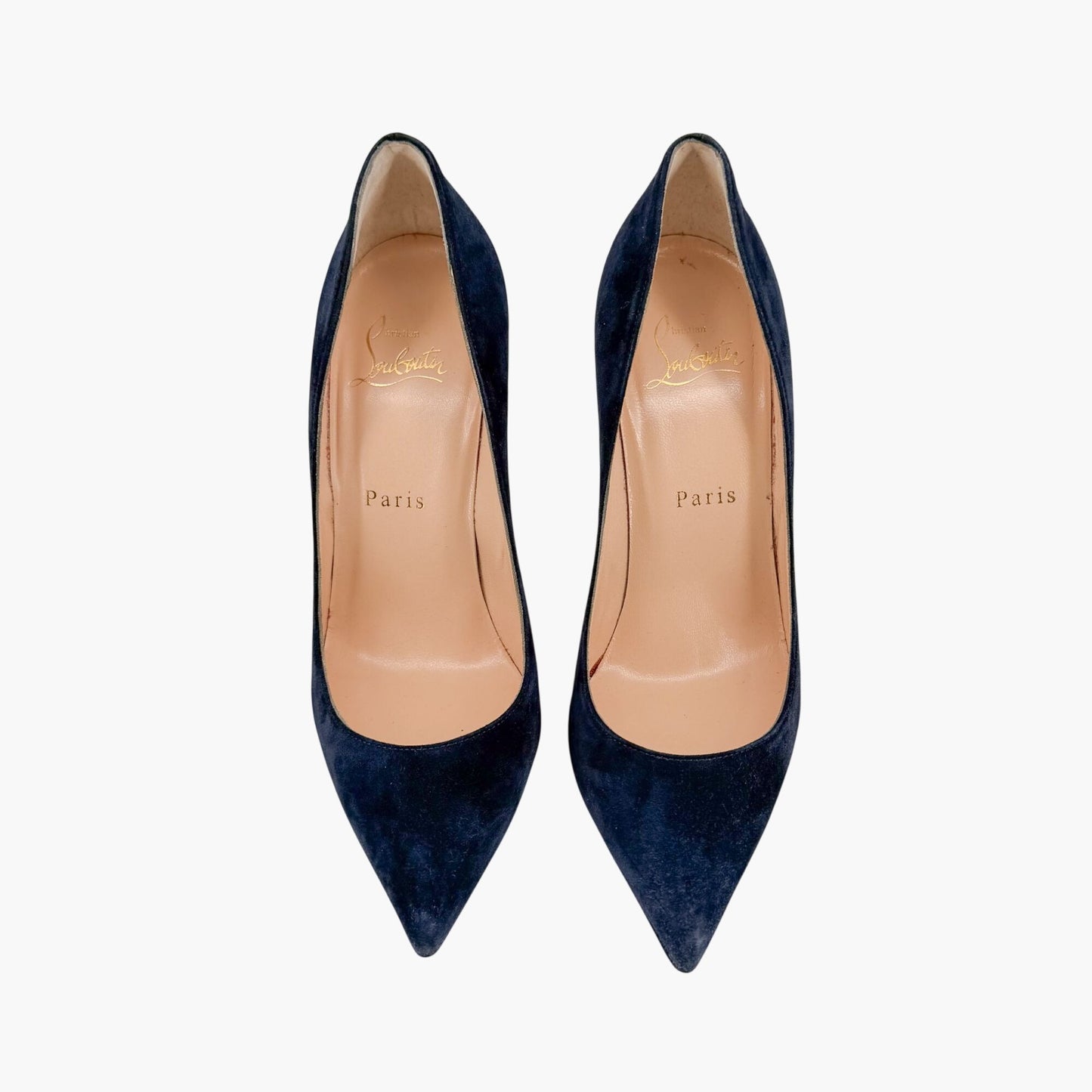Christian Louboutin Pigalle Follies 100 Pumps Navy Suede Size 36.5