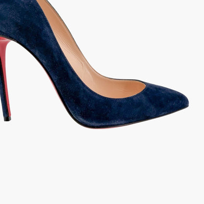Christian Louboutin Pigalle Follies 100 Pumps Navy Suede Size 36.5