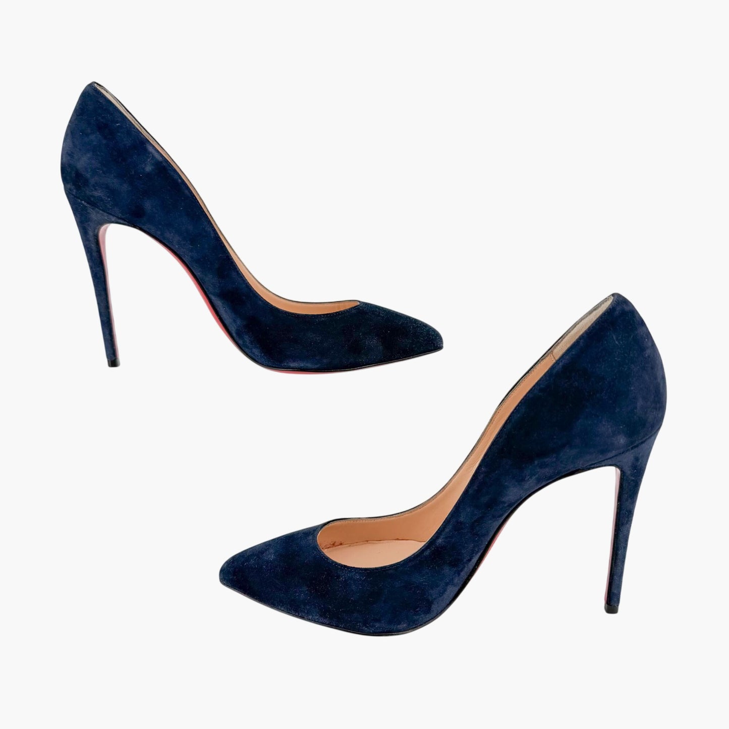 Christian Louboutin Pigalle Follies 100 Pumps Navy Suede Size 36.5