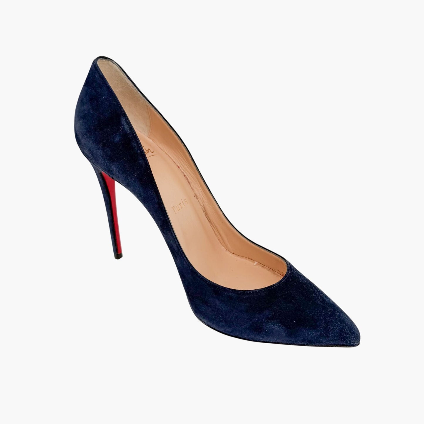 Christian Louboutin Pigalle Follies 100 Pumps Navy Suede Size 36.5