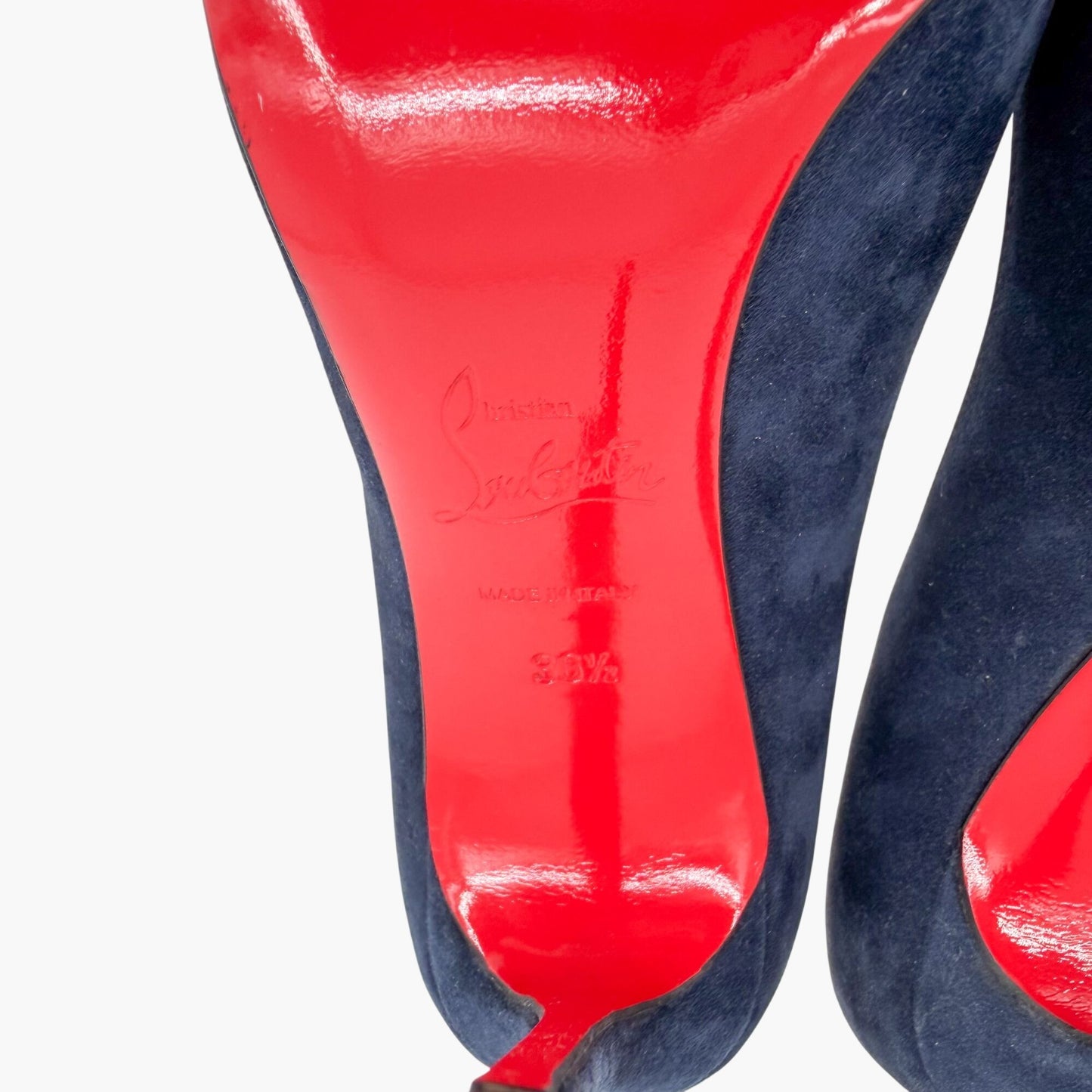 Christian Louboutin Pigalle Follies 100 Pumps Navy Suede Size 36.5